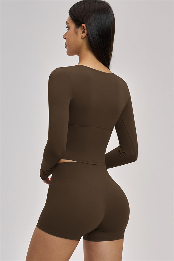 The Swoon Long Sleeve Crop top Shorts 2-Piece Set