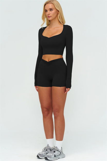 The Lushness Long Sleeve Crop top Shorts 2-Piece Set