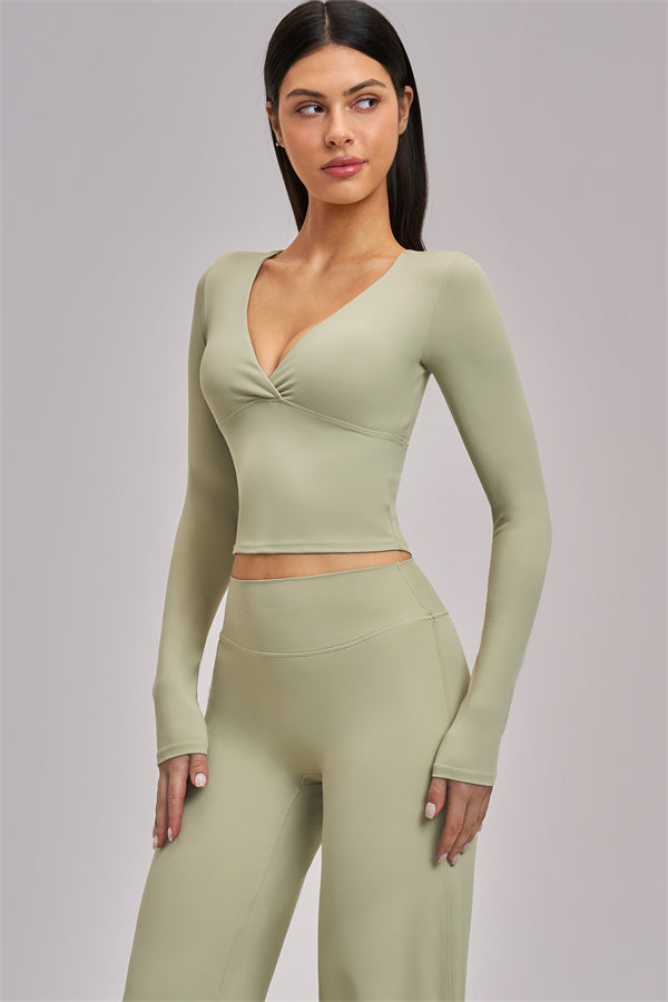 The Swoon Long Sleeve Crop top Flared Leggings 2-Piece Set