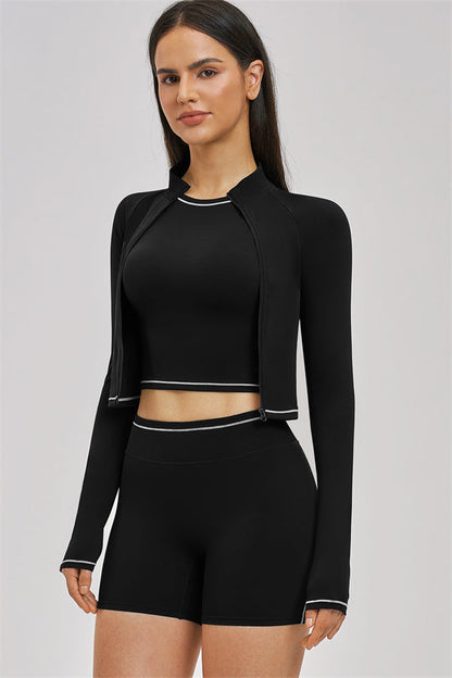 The Unbound Jacket Crop Top Shorts 3-Piece Set