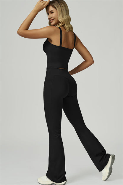 The Flourish Crop Tank Flared Leggings 2-Piece Set