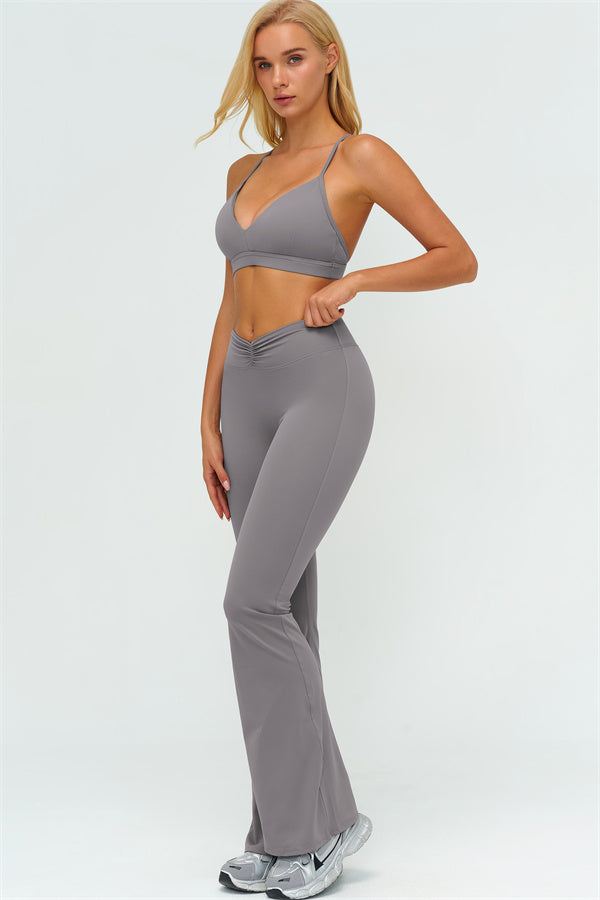The Lushness Y-Back Sports Bra Flared Leggings 2-Piece Set