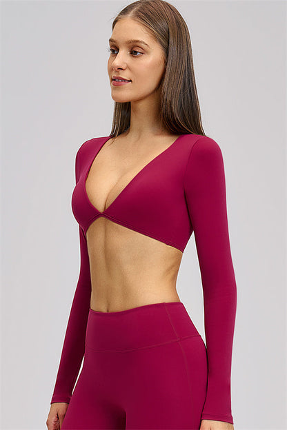 The Zestful Long Sleeve Crop Top Flared Leggings 2-Piece Set