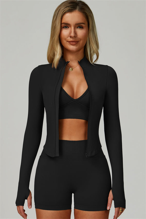 The Empower Jacket Sports Bra Shorts 3-Piece Set