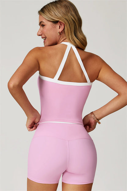 The Quest Cross Back Crop Top Shorts 2-Piece Set