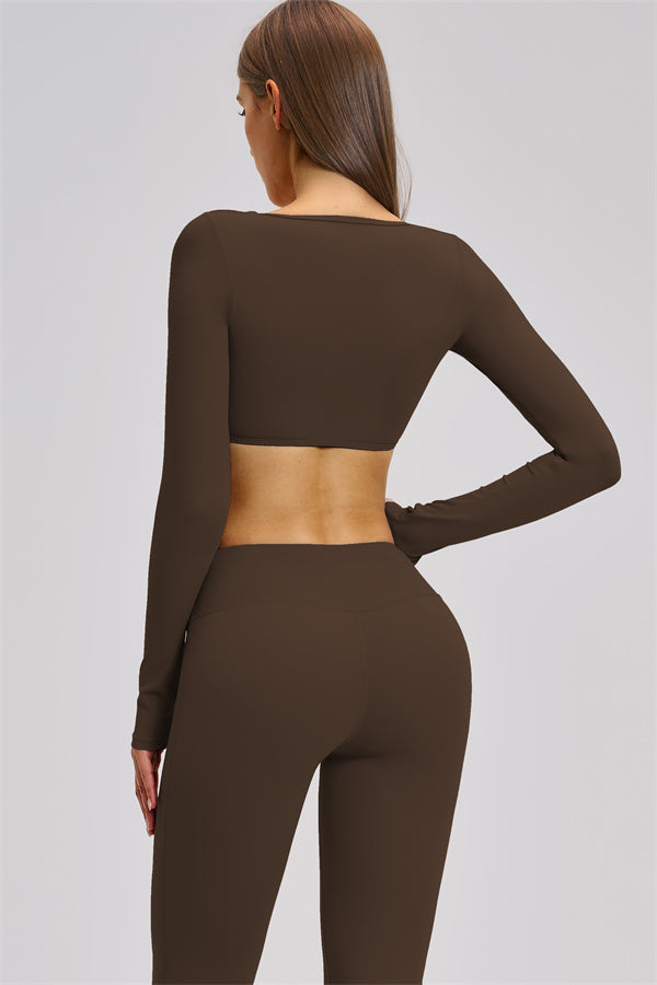 The Zestful Long Sleeve Crop Top Leggings 2-Piece Set