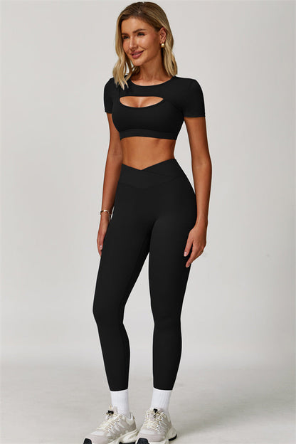 The Lavish Cut-out Crop Top Leggings 2-Piece Set