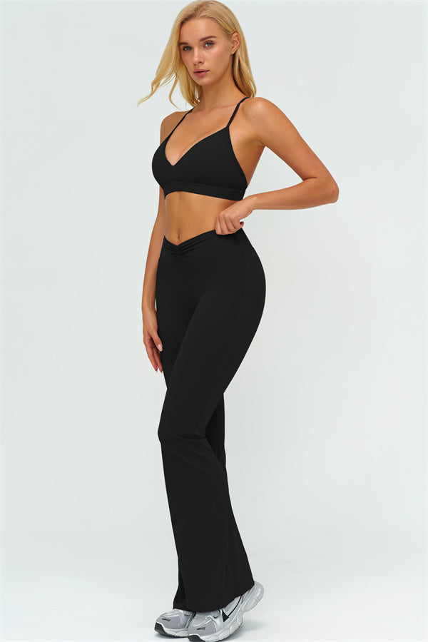 The Lushness Y-Back Sports Bra Flared Leggings 2-Piece Set