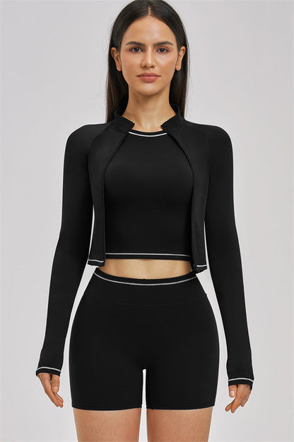 The Unbound Jacket Crop Top Shorts 3-Piece Set