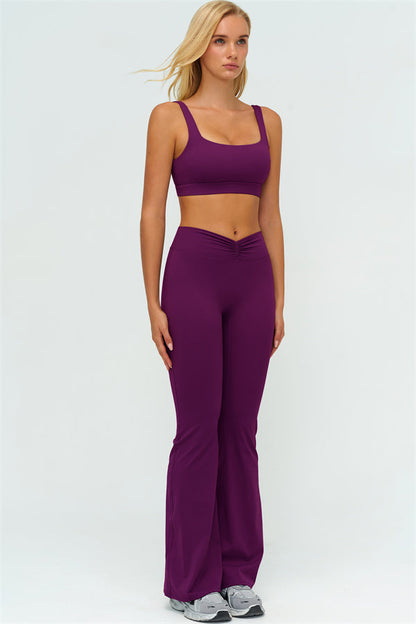 The Lushness V-Back Sports Bra Flared Leggings 2-Piece Set