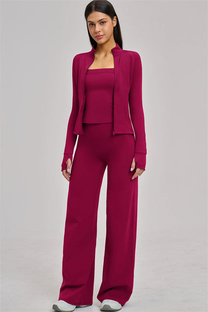 The Swoon Jacket Tank Top Flared Leggings 3-Piece Set