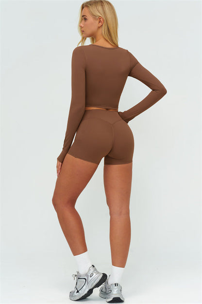 The Lushness Long Sleeve Crop top Shorts 2-Piece Set