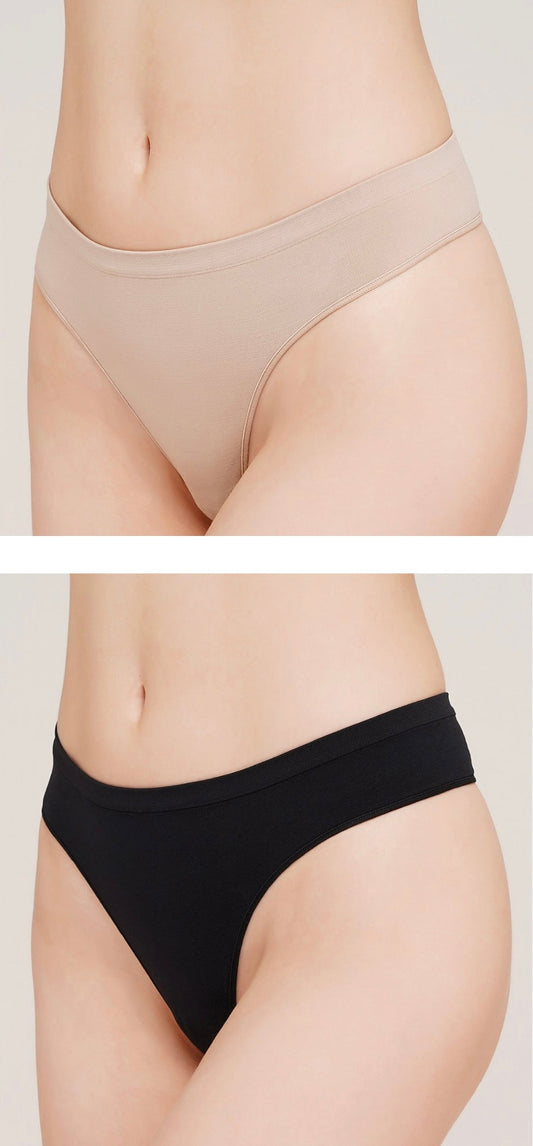 Seamless String Briefs - Pack of 2 (Black/Naturale)
