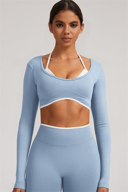 The Elevate Long Sleeve Crop top Shorts 2-Piece Set