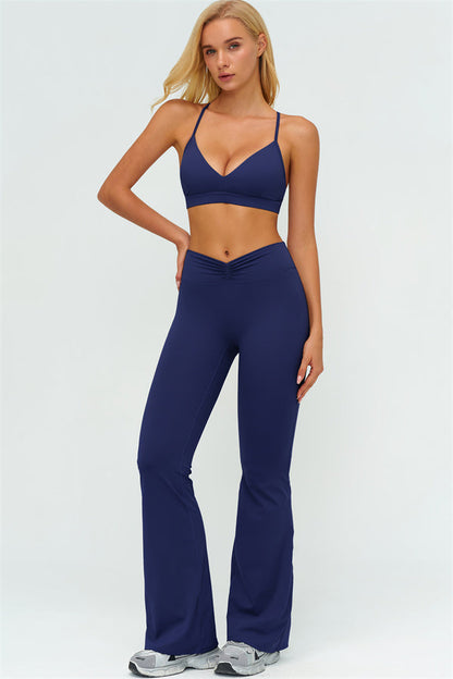 The Lushness Y-Back Sports Bra Flared Leggings 2-Piece Set
