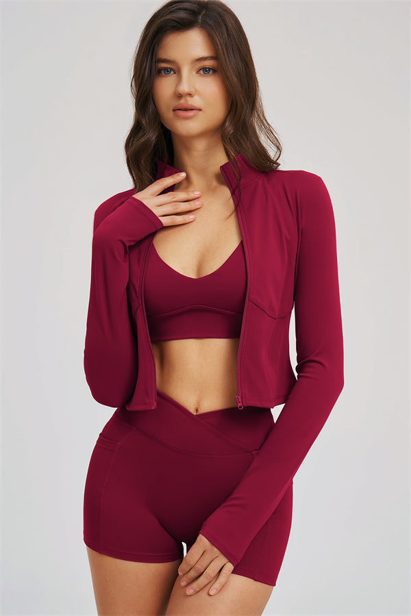 The Sizzle Zip Jacket Sports Bra Shorts 3-Piece Set