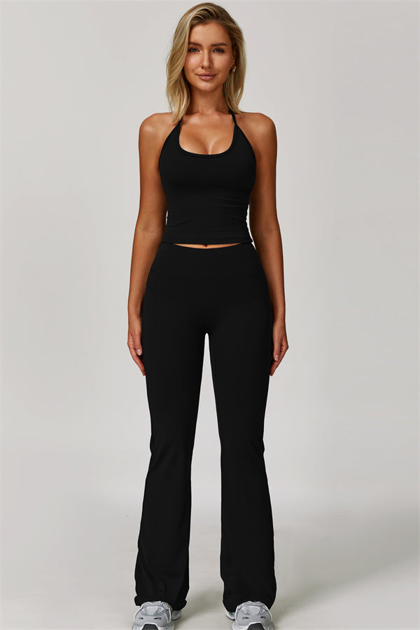 The Surge Halter Crop Top Flared Leggings 2-Piece Set