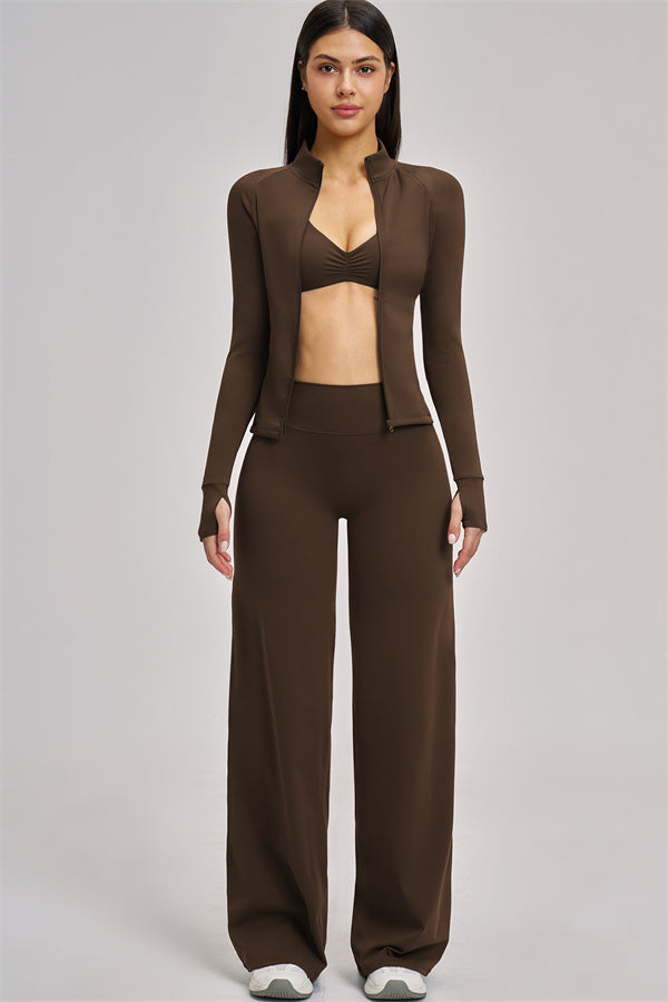 The Swoon Jacket Sports Bra Flared Leggings 3-Piece Set