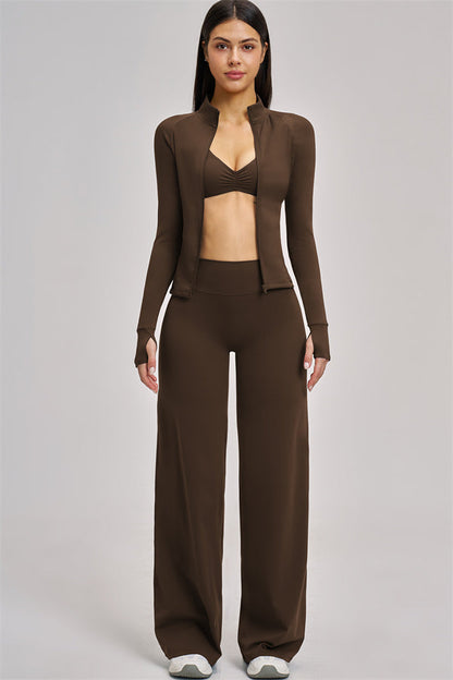 The Swoon Jacket Sports Bra Flared Leggings 3-Piece Set