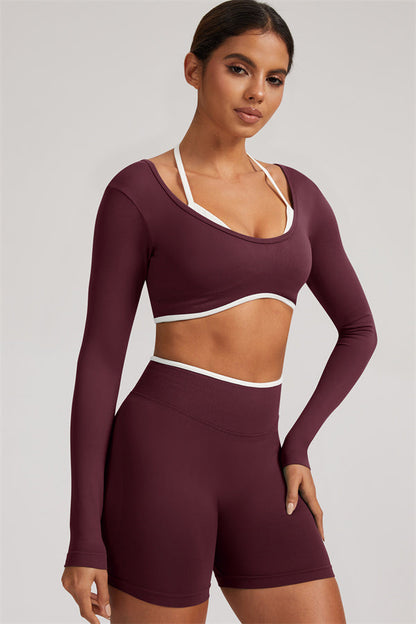 The Elevate Long Sleeve Crop top Shorts 2-Piece Set
