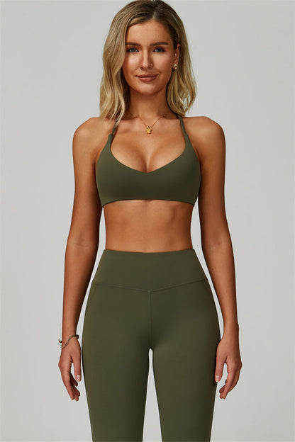 The Bold Cross Back Sports Bra Flared Leggings 2-Piece Set