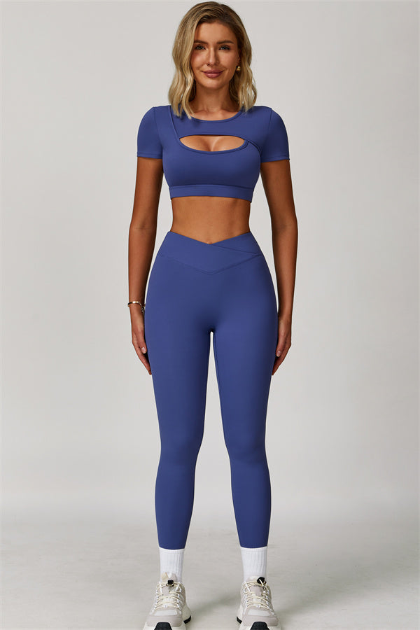 The Lavish Cut-out Crop Top Leggings 2-Piece Set