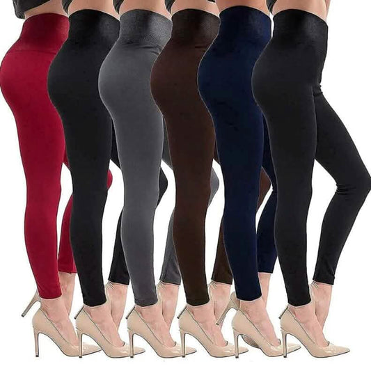 6-Pack: Hot Women’s Fleece Lined Leggings High Waist Soft Stretchy Warm Leggings