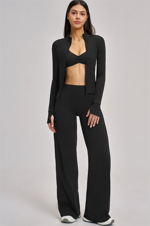 The Swoon Jacket Sports Bra Flared Leggings 3-Piece Set