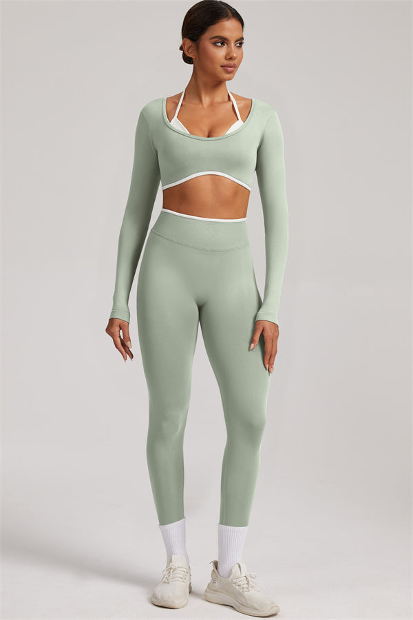The Elevate New Long Sleeve Crop top Leggings 2-Piece Set
