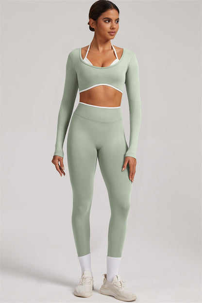The Elevate New Long Sleeve Crop top Leggings 2-Piece Set