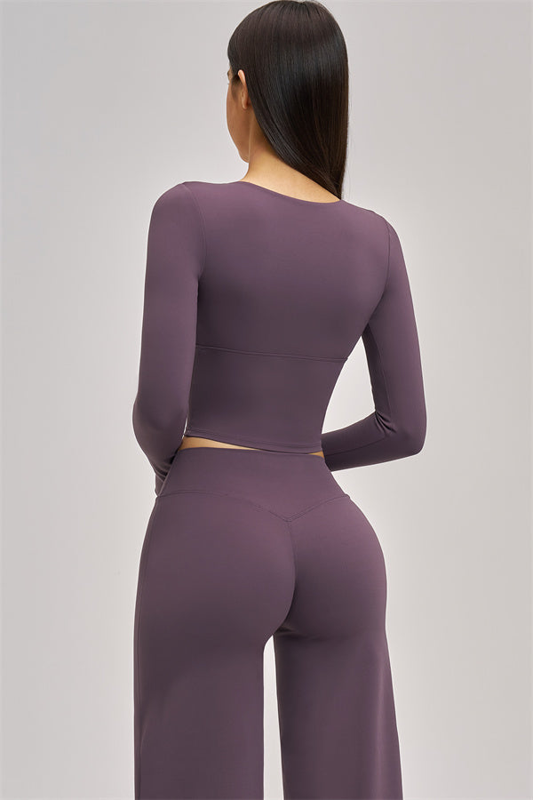The Swoon Long Sleeve Crop top Flared Leggings 2-Piece Set
