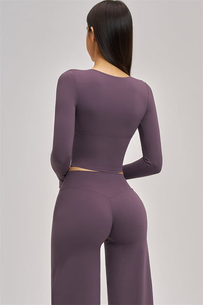 The Swoon Long Sleeve Crop top Flared Leggings 2-Piece Set