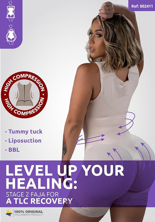 Snatched Body - Women's Stage 2 Faja Colombians with Bra Shapewear - BBL Post Surgery Garment - Reductoras Moldeadoras