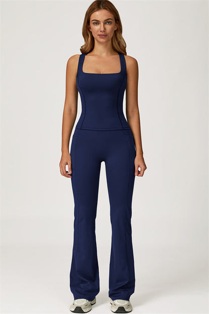 The Glacier Crop Tank Flared Leggings 2-Piece Set