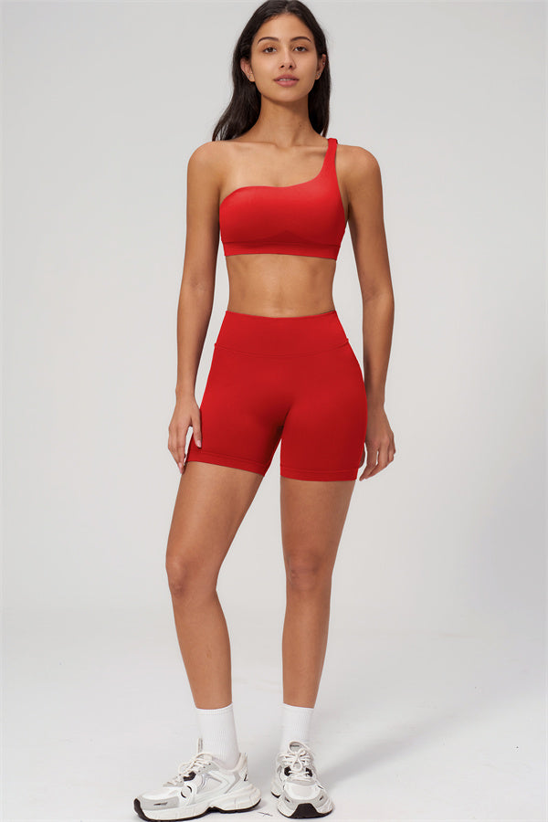 The Empower One-Shoulder Sports Bra Shorts 2-Piece Set