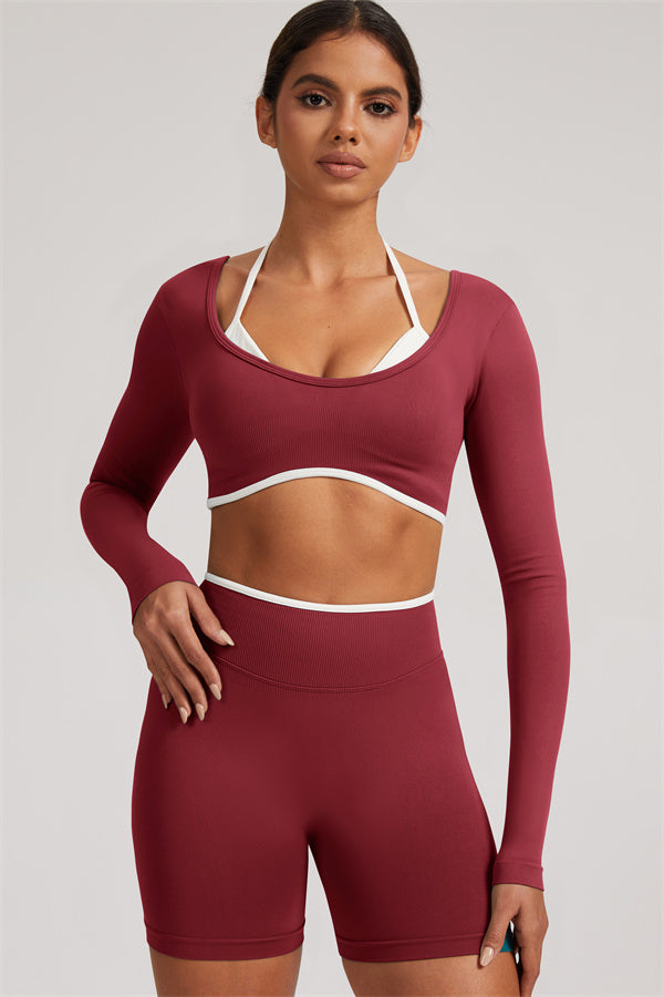 The Elevate Long Sleeve Crop top Shorts 2-Piece Set