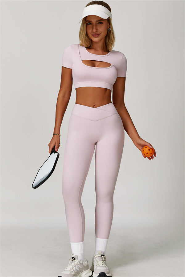 The Lavish Cut-out Crop Top Leggings 2-Piece Set