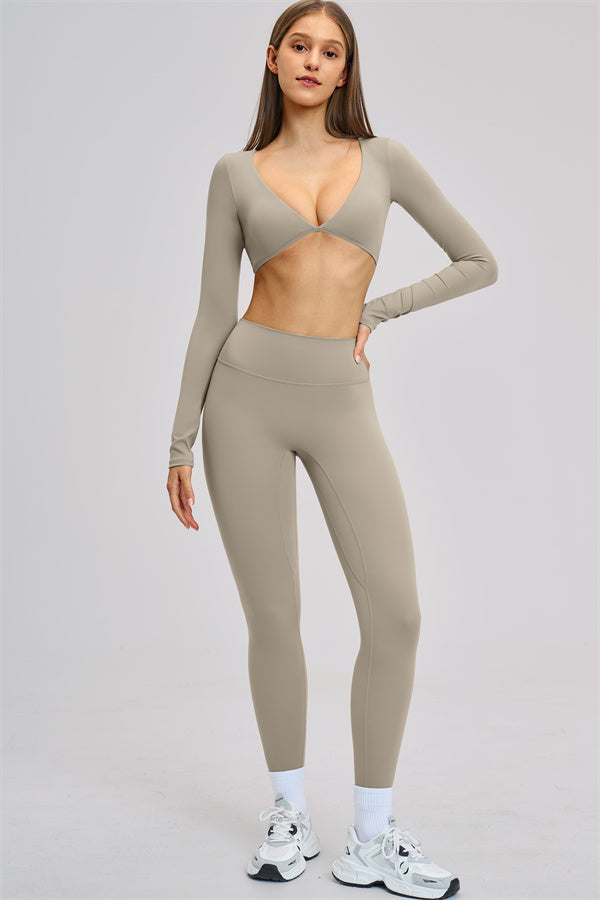 The Zestful Long Sleeve Crop Top Leggings 2-Piece Set