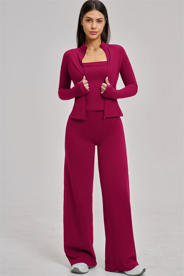 The Swoon Jacket Tank Top Flared Leggings 3-Piece Set