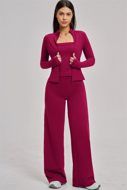 The Swoon Jacket Tank Top Flared Leggings 3-Piece Set