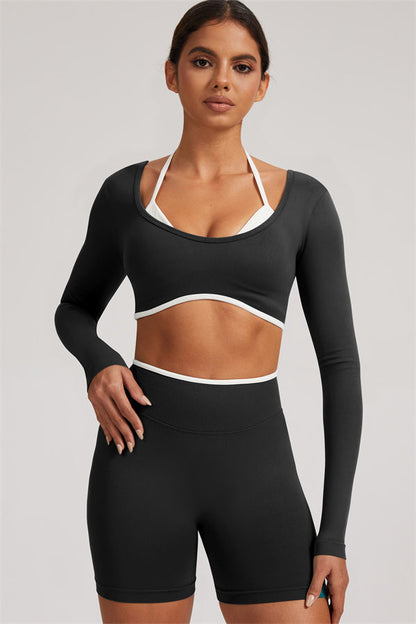 The Elevate Long Sleeve Crop top Shorts 2-Piece Set