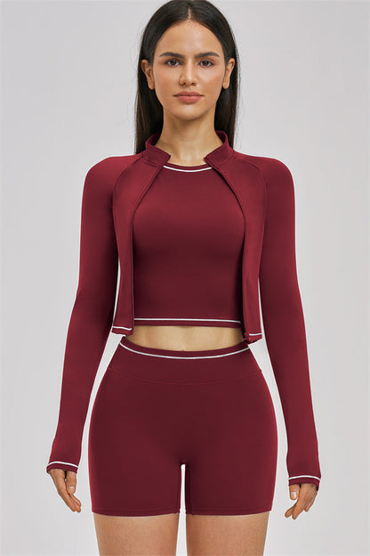 The Unbound Jacket Crop Top Shorts 3-Piece Set