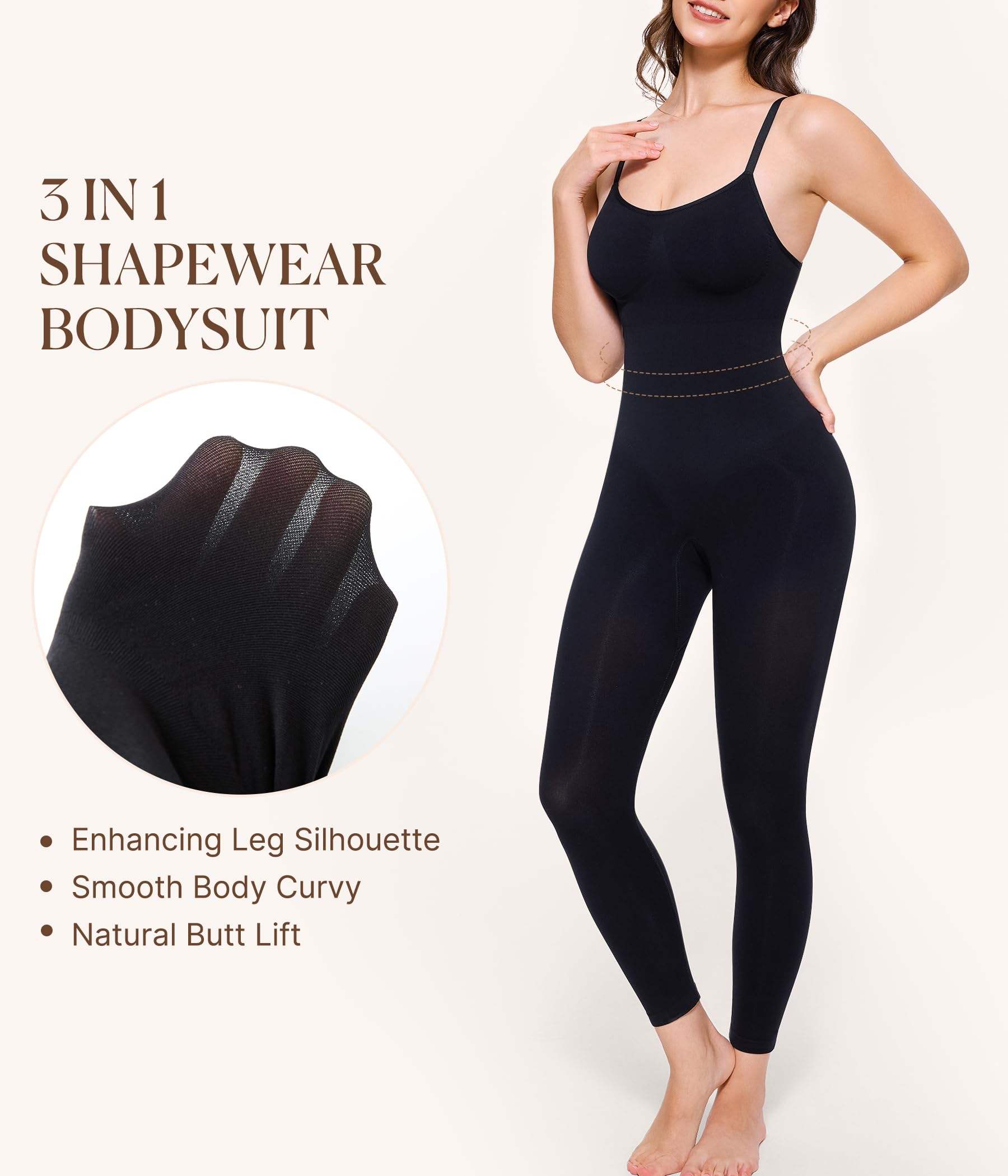 Women’s Seamless Full Body Shaper – Firm Tummy Control Bodysuit with Hip Enhancer & Back Support