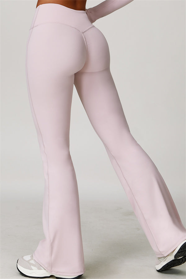 The Lavish Long Sleeve Cut-out Crop Top Flared Leggings 2-Piece Set