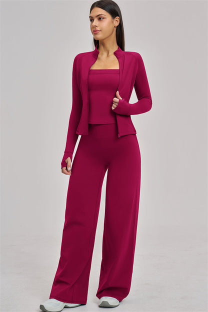 The Swoon Jacket Tank Top Flared Leggings 3-Piece Set