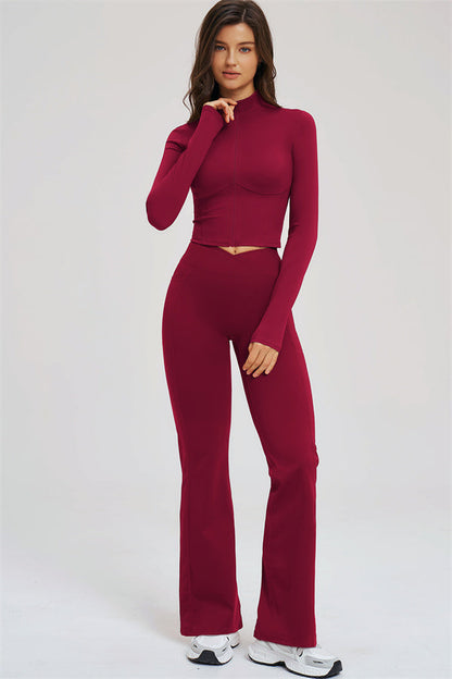 The Sizzle Zip Jacket Flared Leggings 2-Piece Set