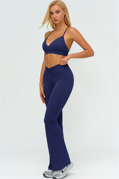 The Lushness Y-Back Sports Bra Flared Leggings 2-Piece Set