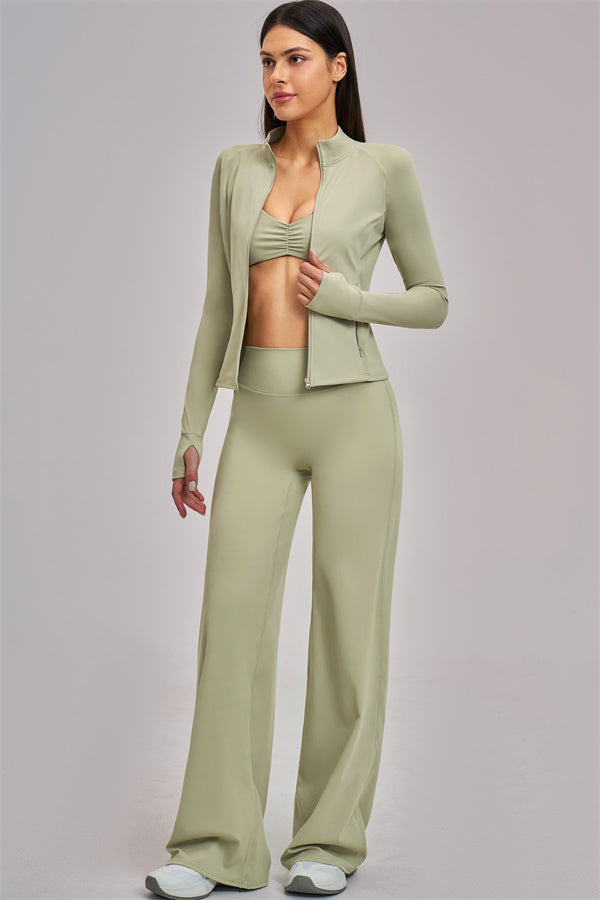 The Swoon Jacket Sports Bra Flared Leggings 3-Piece Set