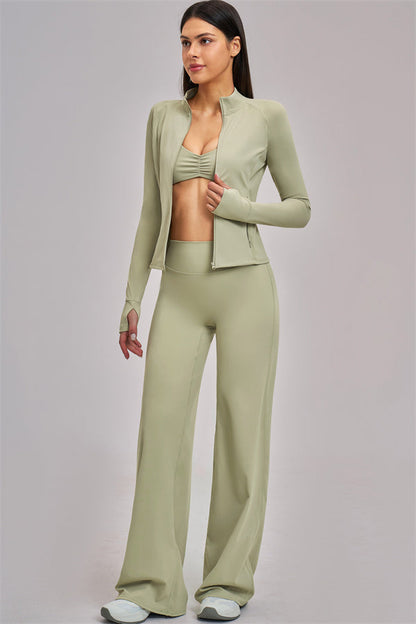 The Swoon Jacket Sports Bra Flared Leggings 3-Piece Set