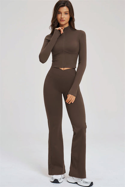 The Sizzle Zip Jacket Flared Leggings 2-Piece Set